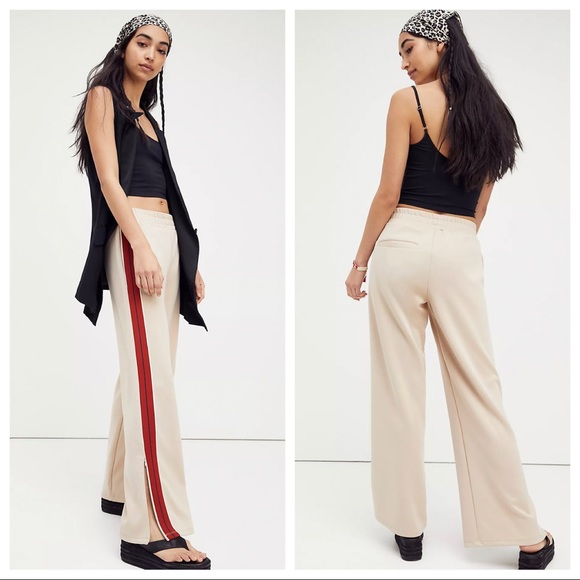 NEW Free People Sophie Track Pants in Rust Stripe OB 1213403 - Picture 2 of 7